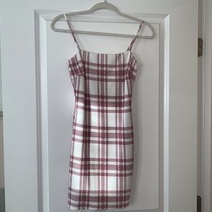 Mauve and white plaid dress